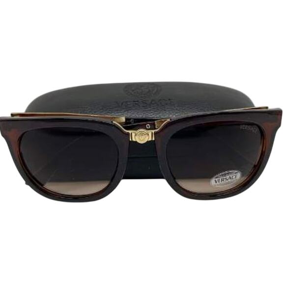 New Versace Y2K Sunglasses Tortoise Gold Medusa & Case Authenticity Certificate - Picture 2 of 16